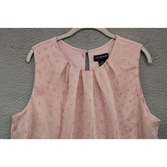 Liz Claiborne Career Pink w/Metallics Elastic Waist Sleeveless Top-XL-Office - Picture 3 of 10